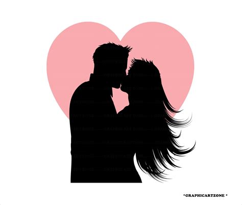 Couple Kissing Silhouette Umbrella Clip Art