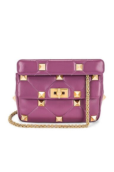 Valentino Garavani Medium Roman Stud Shoulder Bag in Malva | FWRD