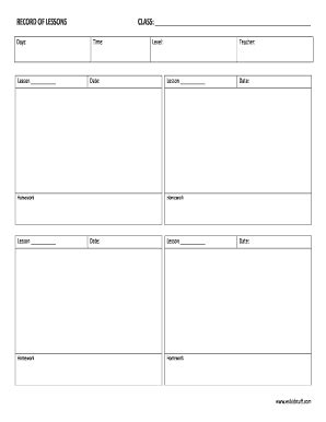 Fillable Online RECORD OF LESSONS CLASS - ESL KidStuff Fax Email Print ...