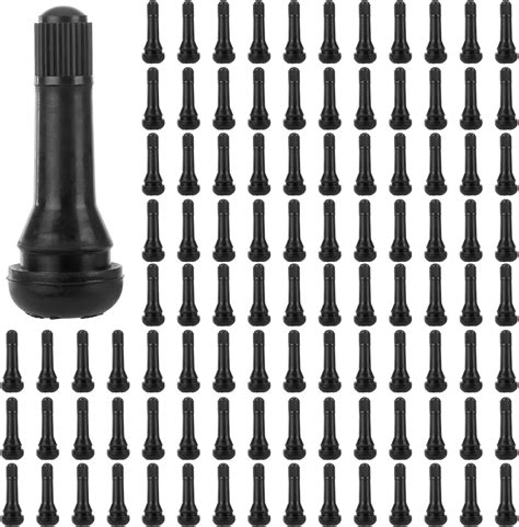 Elsjoy 100 Pack TR414 Tire Valve Stems, Tubeless Rubber Snap-in Tire ...