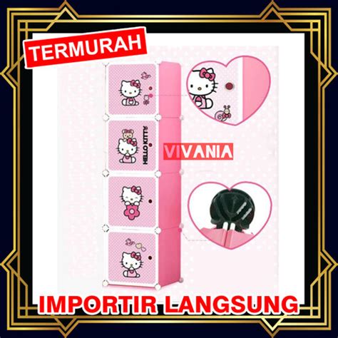Jual lemari pakaian plastik kartun 4 pintu - rak baju anak WARDROBE ...