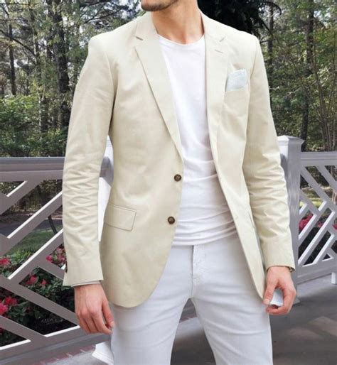 Men Linen Blazer Linen Blazer for Men 2 Button Cream Linen Jacket Men ...