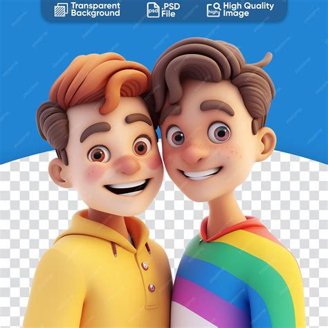 Premium PSD | 3d render of simple cartoon characters happy lgbt couple ...