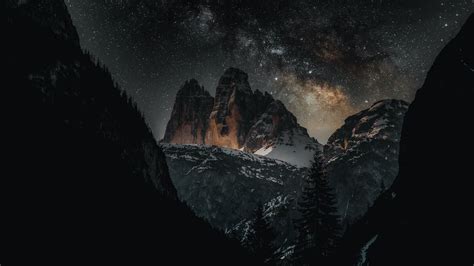 Download wallpaper 3840x2160 mountains, stars, night, landscape, dark ...