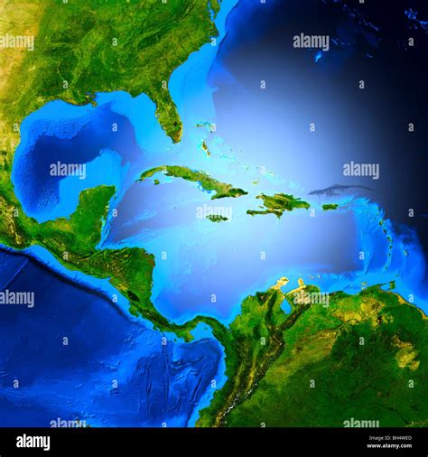 Map of Central America showing the Caribbean sea, The Gulf of Mexico, Cuba, Haiti etc Stock ...