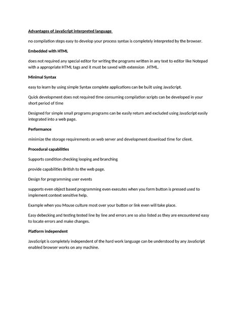 Advantages of Java Script interpreted language - Advantages of ...