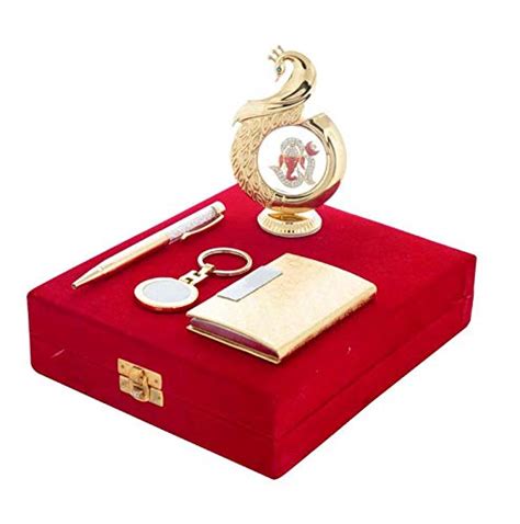 INTERNATIONAL GIFT® Golden Blue Pen, Business Card Holder, Golden Key ...