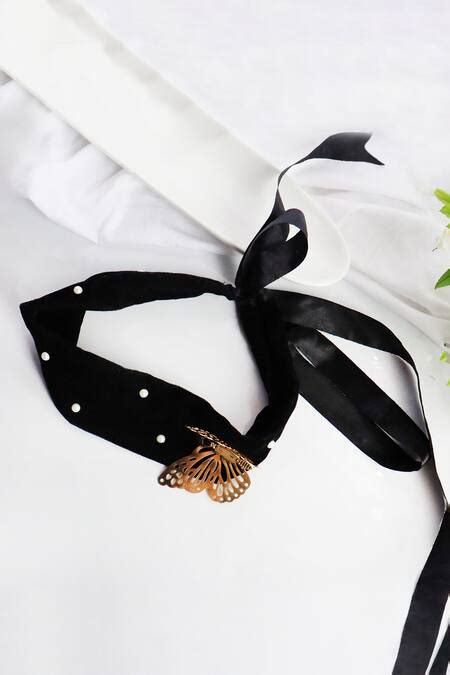 Buy Black 3d Butterfly Embellished Wrap Tie Velvet Headband by Soho ...