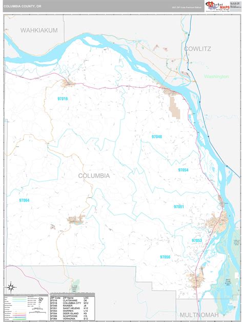 Columbia County, OR Wall Map Premium Style by MarketMAPS - MapSales