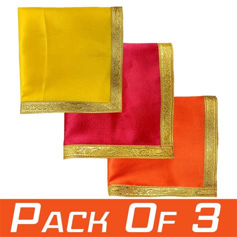 Puja Chowki Aasan | Pooja Aasan Cloth (Set of 3) - Vedic Paradise