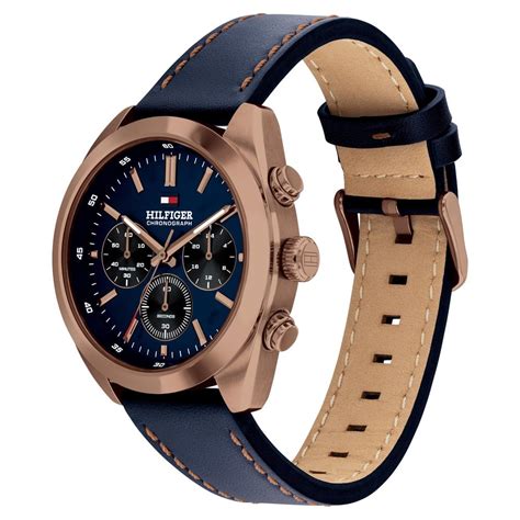 Buy Online Tommy Hilfiger Quartz Chronograph Blue Dial Blue Leather ...