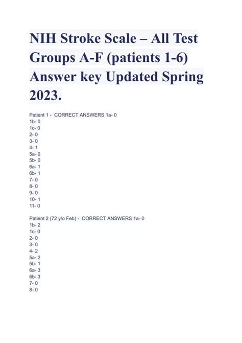NHISS - Group A Test with Correct Answers 2023/ NIHSS GROUP A/ PATIENTS ...