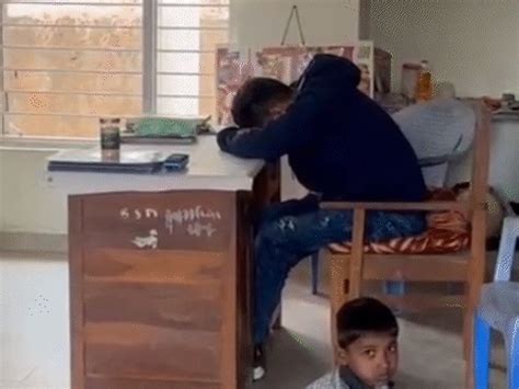 In Valsad, instead of teaching the children, the teacher fell asleep in ...