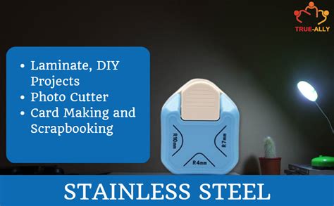 True-Ally 3 in 1 Corner Cutter Punch Size R4mm, R7mm and R10mm Rounder ...