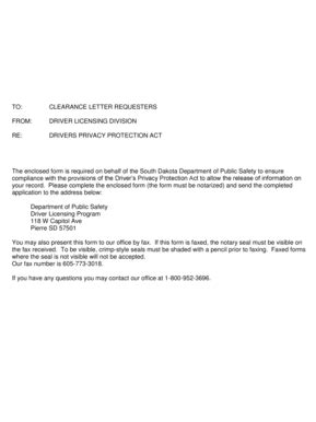 Fillable Online dps sd Requesting a Clearance Application - South ...