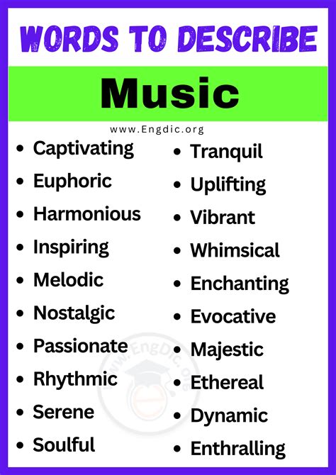 20+ Best Words to Describe Music, Adjectives for Music - EngDic