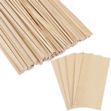 Buy 100-Piece Balsa Wood Sticks 1/8" x 1/8" x 12" and 5 Basswood Sheets ...