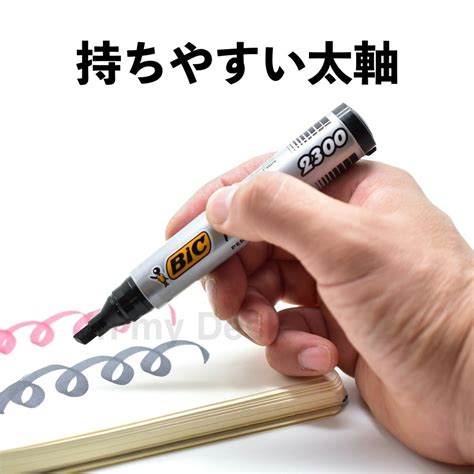 BiC Permanent Marker 】BiC ジャパン パーマネントマーカー ECO 2300 油性マーカー 黒赤 太字 油性ペン ...