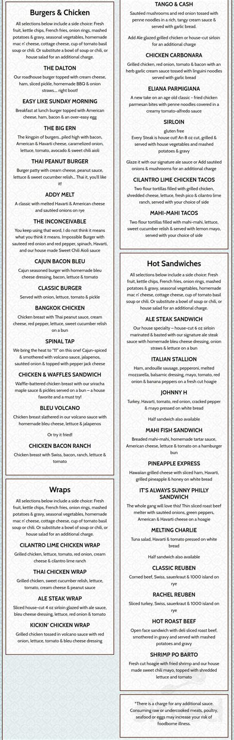 Kaladi's Bistro menu in Sioux Falls, South Dakota, USA