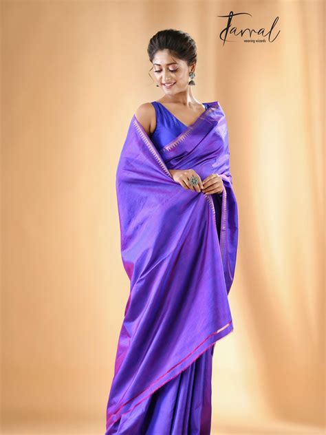 Purple colour with zari splendor bishnupuri katan silk saree – Tamal ...