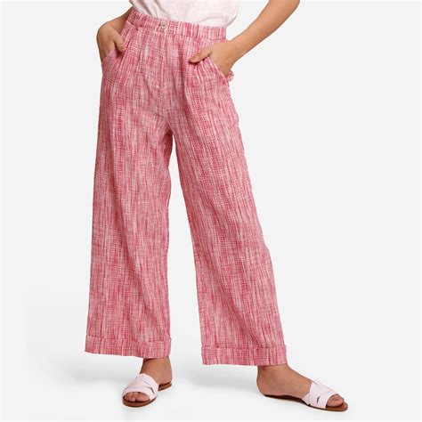 Buy Red Crinkled 100% Cotton High-Rise Baggy Pant Online at ...