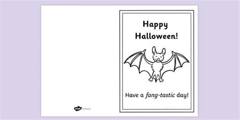 Vampire Bat Halloween Card Colouring Activity | Printable