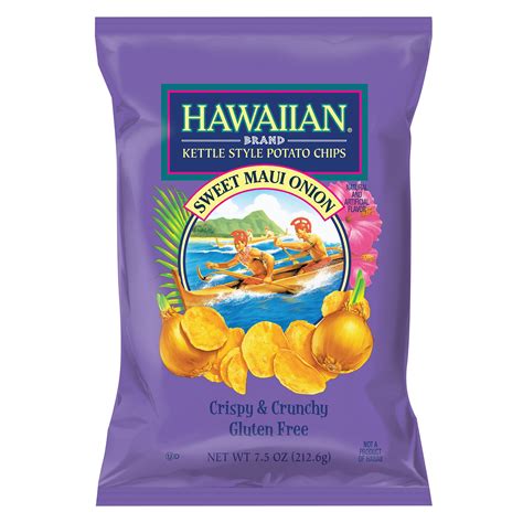 Hawaiian Brand Sweet Maui Onion Kettle Style Potato Chips, Gluten-Free ...