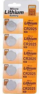 Flysmart CR 2025 3V Micro Lithium Button Coin Cell - Pack of 5 Battery ...
