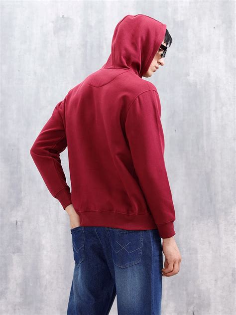 Wrogn Oversized Graphic Hoodie For Men | Maroon