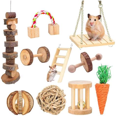 Hamster Chew Toys, Guinea Pig Toys Natural Wooden Gerbil Rats ...