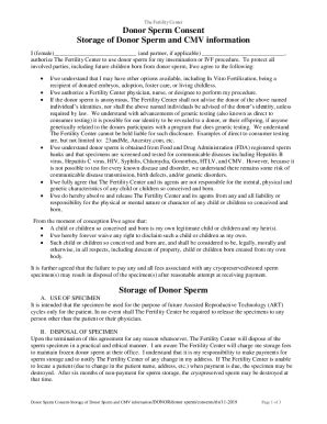 Fillable Online The Fertility Center Donor Sperm Consent Storage of ...