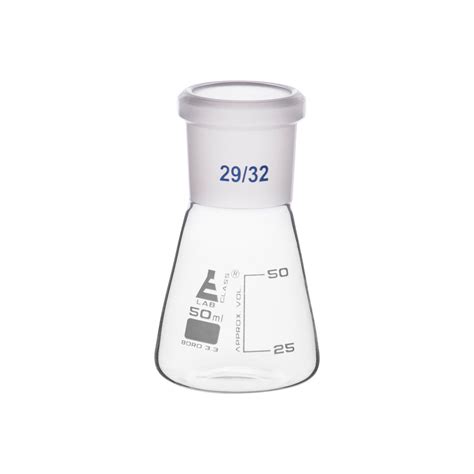 Flask Conical 50ml, Socket size 29/32, narrow neck, with interchangeab ...