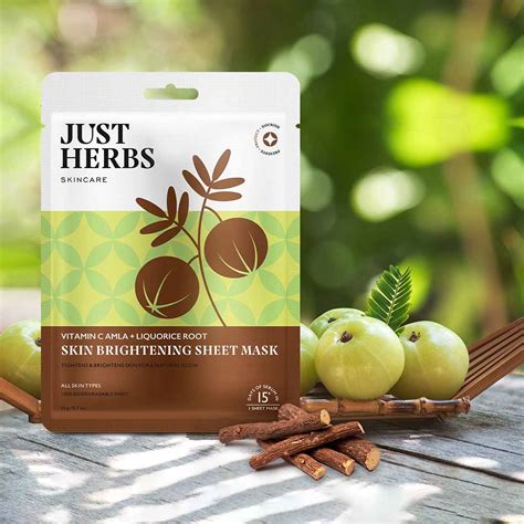 Buy Just Herbs Skin Brightening Sheet Mask with Vitamin C, Amla ...