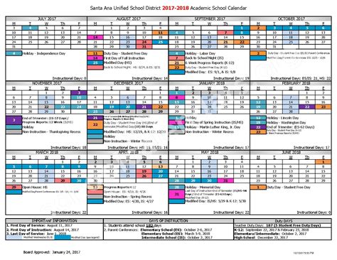 2017 - 2018 District Calendar | Santa Ana Unified School District ...