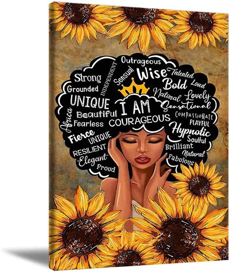 Buy I AM Courageous Black Girl African American Black Woman Canvas Wall ...