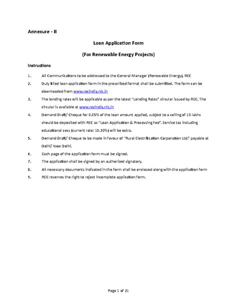 Loan Application Form - Ede practice notes - Annexure - II Loan ...