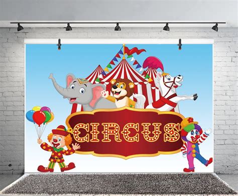 Buy Yeele 10x8ft Circus Photo Booth Backdrop Clown Animals Performing ...
