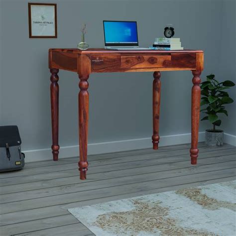 Tamannaartpalace Solid Wood Study Table with Round Legs in Natural ...