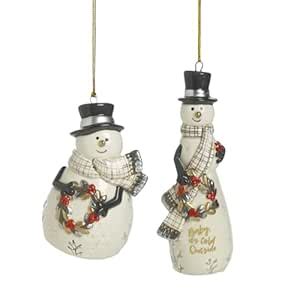 Buy Fitz and Floyd Wintry Woods Snowman Bell Ornaments, 2-Piece Set ...