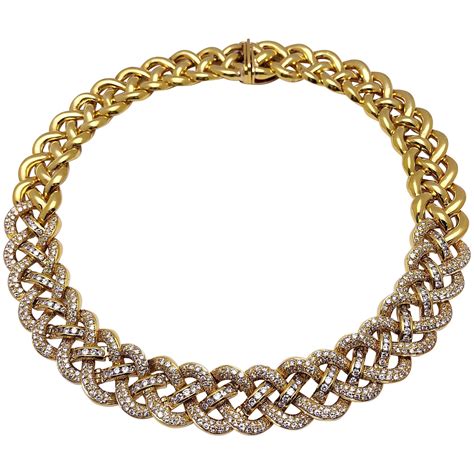 Diamond Gold Collar Necklace For Sale at 1stDibs | solid gold collar ...