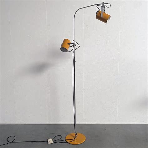 Gepo yellow & chrome arc floor lamp, 1950s | #240135