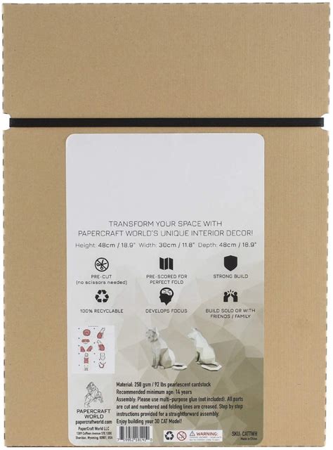 Buy Papercraft World 3D PAPERCRAFT Model CAT, One Size Online at ...