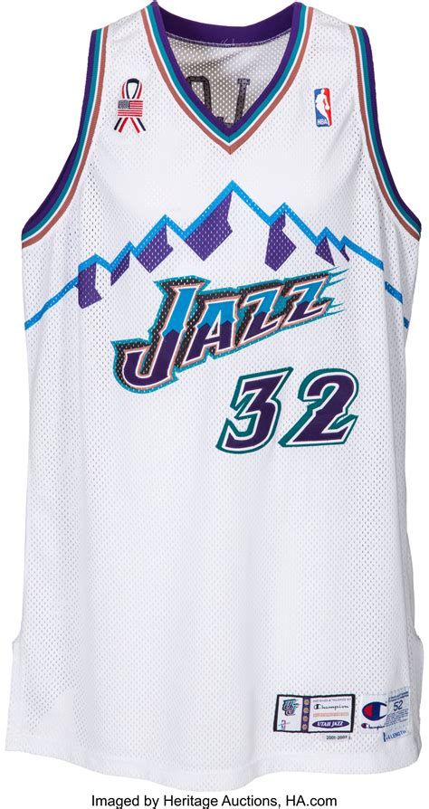 2001-02 Karl Malone Game Worn Utah Jazz Jersey with Team Note ...