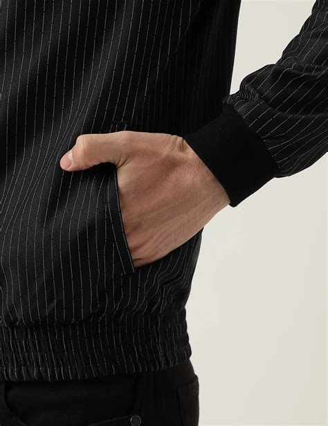 Slim Fit Striped High Neck Jacket