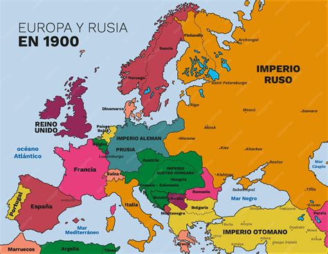 Mapa politico de Europa en Rusland en el ano 1900 | Premium Vector