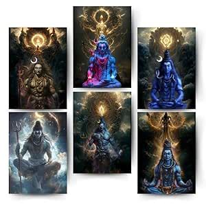 Posters Inc Pack of 6 Lord Shiva Mahadev Posters, Aesthetic Wall ...
