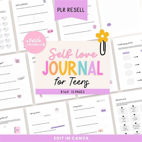 Self Love Journal for Teens, PLR Resell, Positive Affirmations, Guided ...