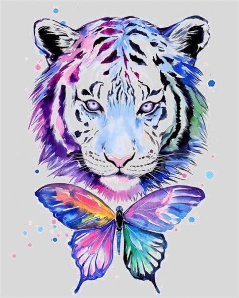 Tiger And Butterfly Painting Drawing - Chris Mokoena