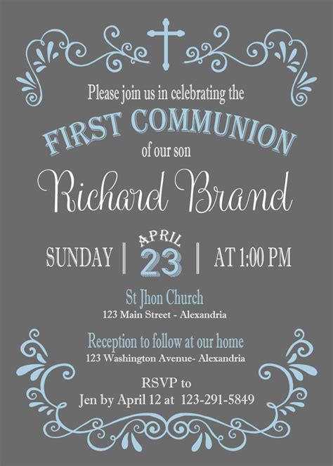 First Communion Invitation. First Holy Communion. Printable - Etsy