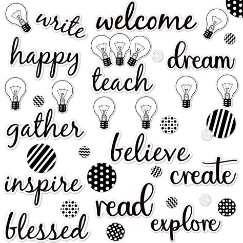 Buy 48 Pcs Teach Mini Bulletin Board Set Simply Stylish Script Words ...